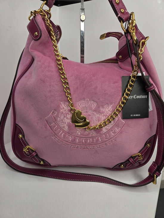 Juicy Couture Handbags - 💕▪️Juicy Couture▪️uk Exclusive Twig  Pink Suede Purple Trim Gold Chain Hobo Bag